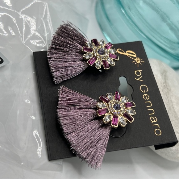 G by Gennaro Earrings $12ea / 3 for $20   Purple Fan Tassel Whimiscal Post - Picture 5 of 5